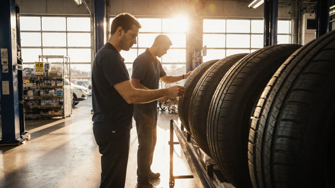 Владельцы автомобилей сравнивают цены на шины в автосервисе