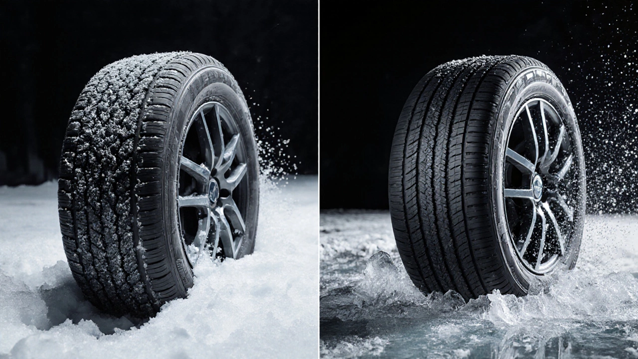 Сравнение зимних и всесезонных шин на льду: одни цепляются, другие скользят.