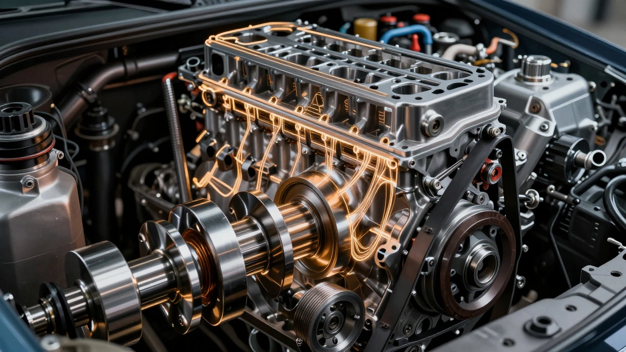 Схематичное изображение работы поршней и коленвала двигателя