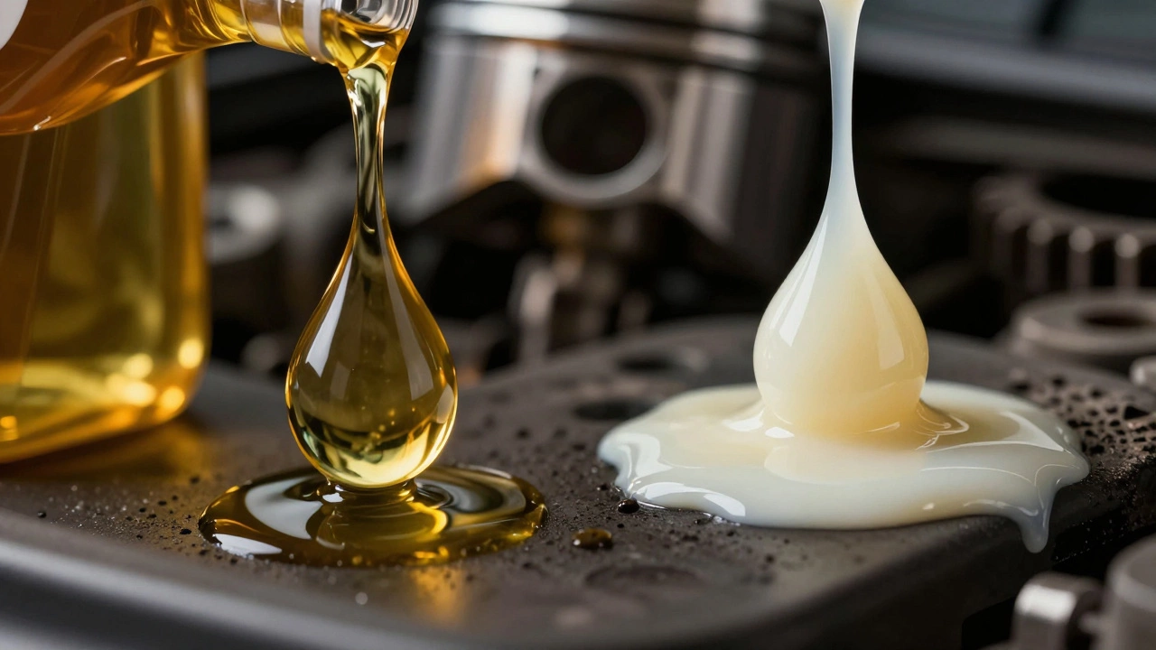 Сравнение свежего моторного масла и окисленной эмульсии
